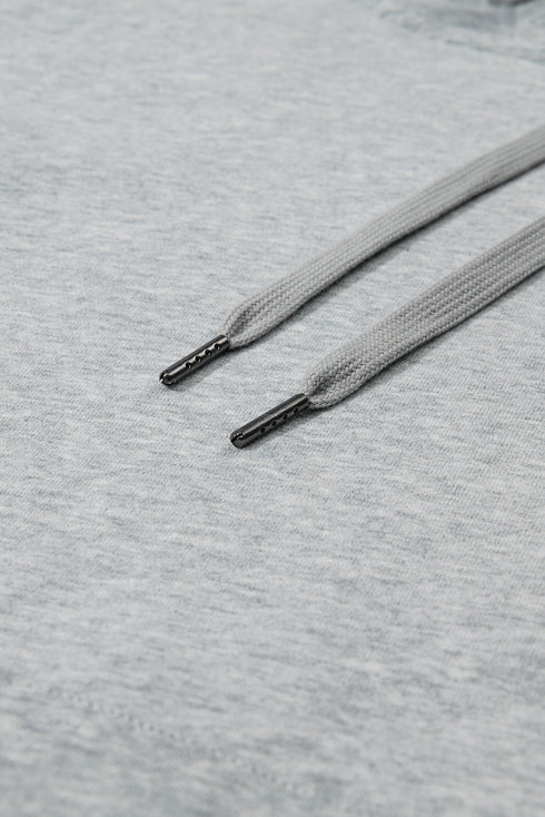 Solid Color Fleece Lined Drawstring Hoodie with Pocket