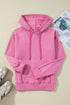 Solid Color Fleece Lined Drawstring Hoodie with Pocket