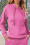 Solid Color Fleece Lined Drawstring Hoodie with Pocket