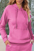 Solid Color Fleece Lined Drawstring Hoodie with Pocket
