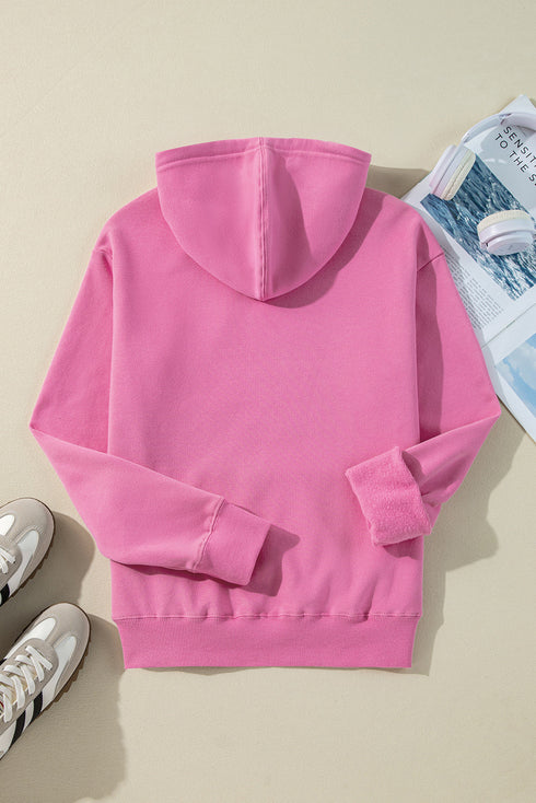 Solid Color Fleece Lined Drawstring Hoodie with Pocket