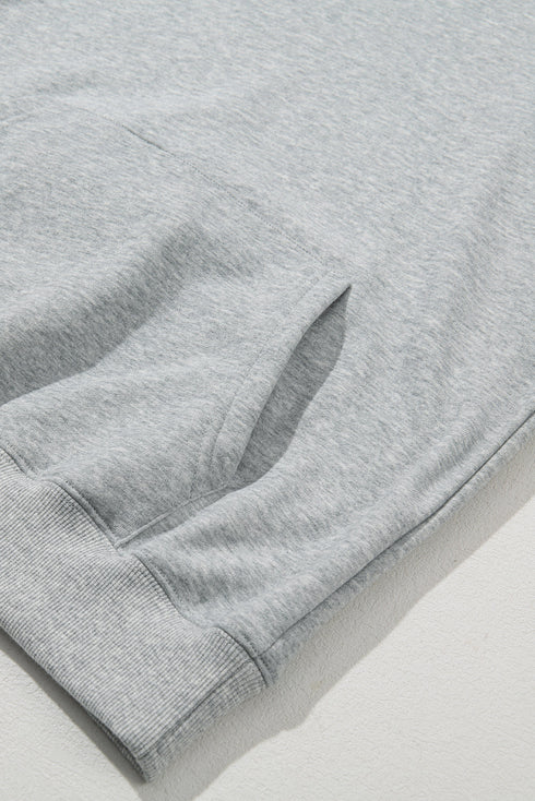 Solid Color Fleece Lined Drawstring Hoodie with Pocket