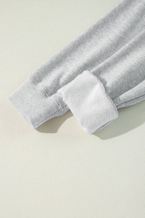 Solid Color Fleece Lined Drawstring Hoodie with Pocket