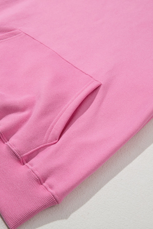 Solid Color Fleece Lined Drawstring Hoodie with Pocket