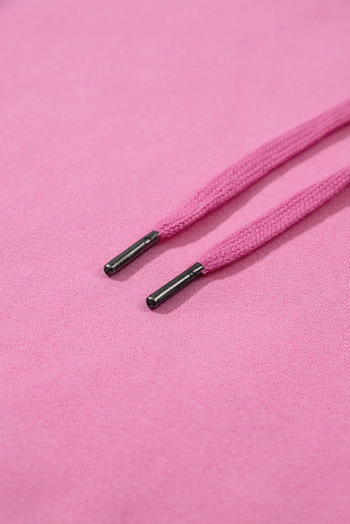 Solid Color Fleece Lined Drawstring Hoodie with Pocket