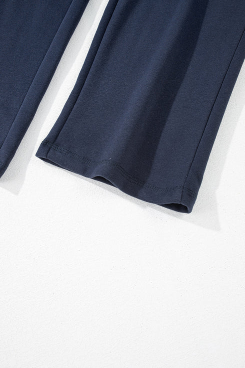 Solid Color Fleece Lined Drawstring Waist Casual Pants