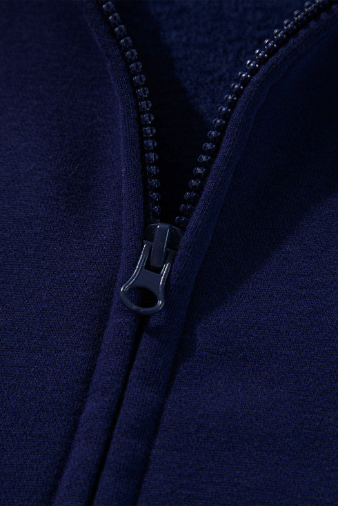 Solid Color Fleece Lined Zip up Hoodie