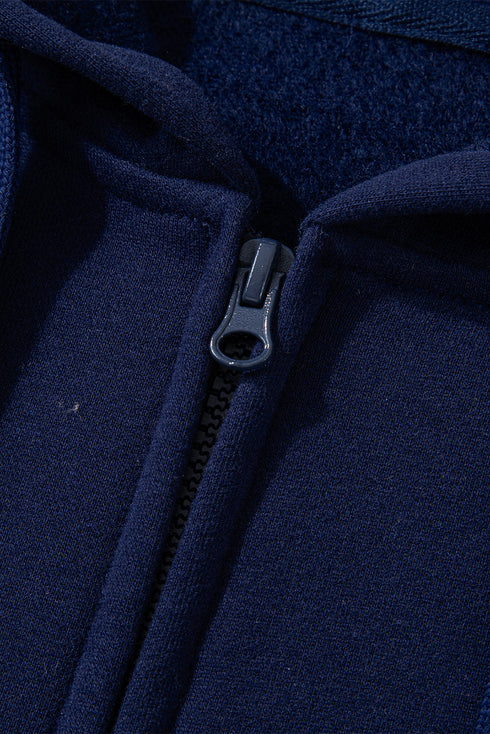 Solid Color Fleece Lined Zip up Hoodie