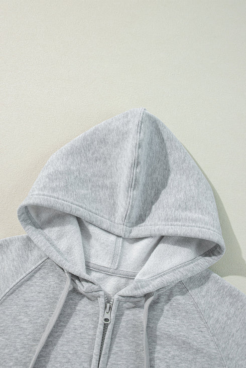 Solid Color Fleece Lined Zip up Hoodie