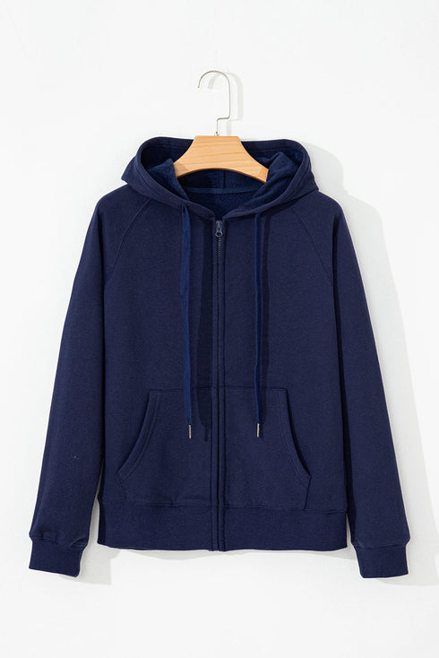Solid Color Fleece Lined Zip up Hoodie