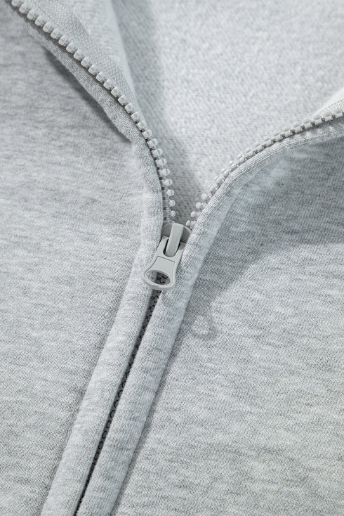 Solid Color Fleece Lined Zip up Hoodie