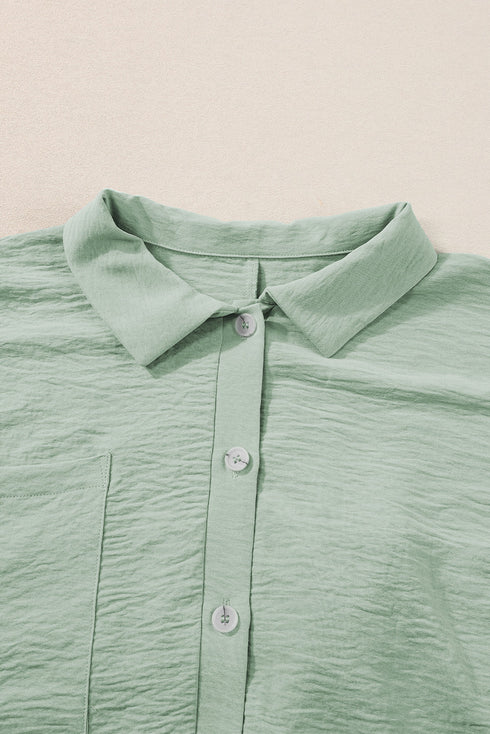 Solid Color Half Button Collared Loose Romper