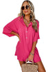Solid Color Half Button Collared Loose Romper