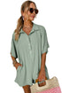 Solid Color Half Button Collared Loose Romper