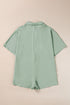 Solid Color Half Button Collared Loose Romper