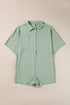 Solid Color Half Button Collared Loose Romper