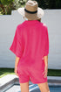 Solid Color Half Button Collared Loose Romper