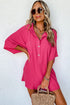 Solid Color Half Button Collared Loose Romper