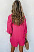 Solid Color Half Button Collared Loose Romper