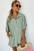 Solid Color Half Button Collared Loose Romper