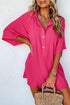 Solid Color Half Button Collared Loose Romper