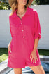 Solid Color Half Button Collared Loose Romper