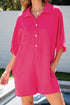 Solid Color Half Button Collared Loose Romper