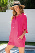 Solid Color Half Button Collared Loose Romper
