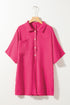 Solid Color Half Button Collared Loose Romper