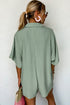 Solid Color Half Button Collared Loose Romper