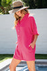 Solid Color Half Button Collared Loose Romper