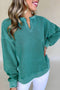 Solid Color Notched Neck Drop Shoulder Sweatshirt