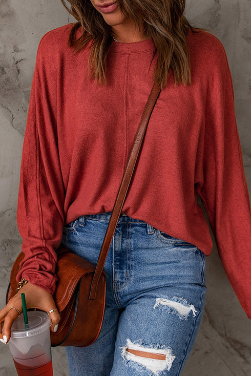 Solid Color Patchwork Long Sleeve Top