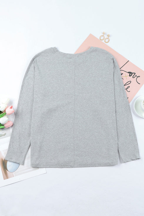 Solid Color Patchwork Long Sleeve Top