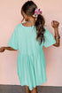 Solid Color Pocketed Raw Edge Babydoll Dress