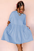 Solid Color Pocketed Raw Edge Babydoll Dress