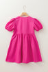 Solid Color Puff Sleeve Tie Front High Waist Mini Dress
