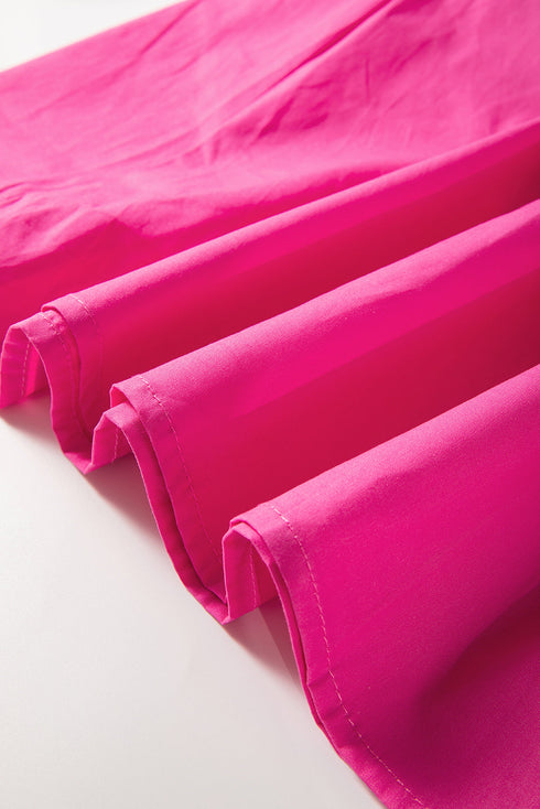 Solid Color Puff Sleeve Tie Front High Waist Mini Dress