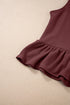 Solid Color Ribbed Ruffle Tank Top and Pants Set