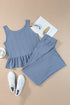 Solid Color Ribbed Ruffle Tank Top and Pants Set