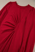 Solid Color Ruched Detail Long Sleeve Midi Dress