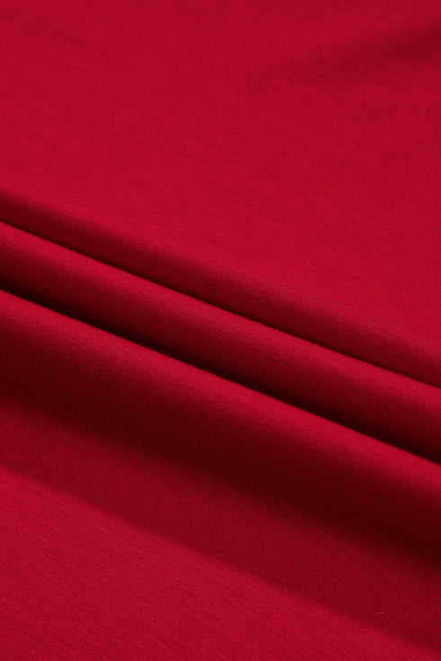 Solid Color Ruched Detail Long Sleeve Midi Dress