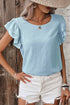 Solid Color Ruffled Short Sleeve Casual Blouse