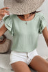 Solid Color Ruffled Short Sleeve Casual Blouse