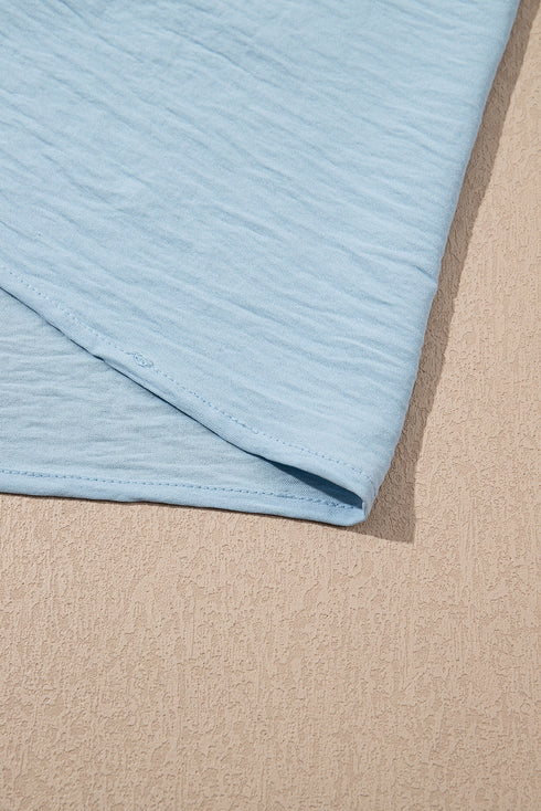 Solid Color Ruffled Short Sleeve Casual Blouse