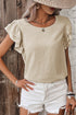 Solid Color Ruffled Short Sleeve Casual Blouse