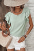 Solid Color Ruffled Short Sleeve Casual Blouse