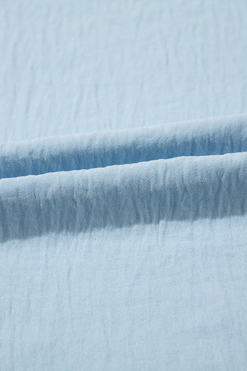 Solid Color Ruffled Short Sleeve Casual Blouse