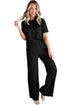 Solid Color T Shirt 2pcs Wide Leg Pants Set