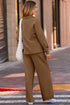 Solid Color V Neck High Waist Active Pant Set